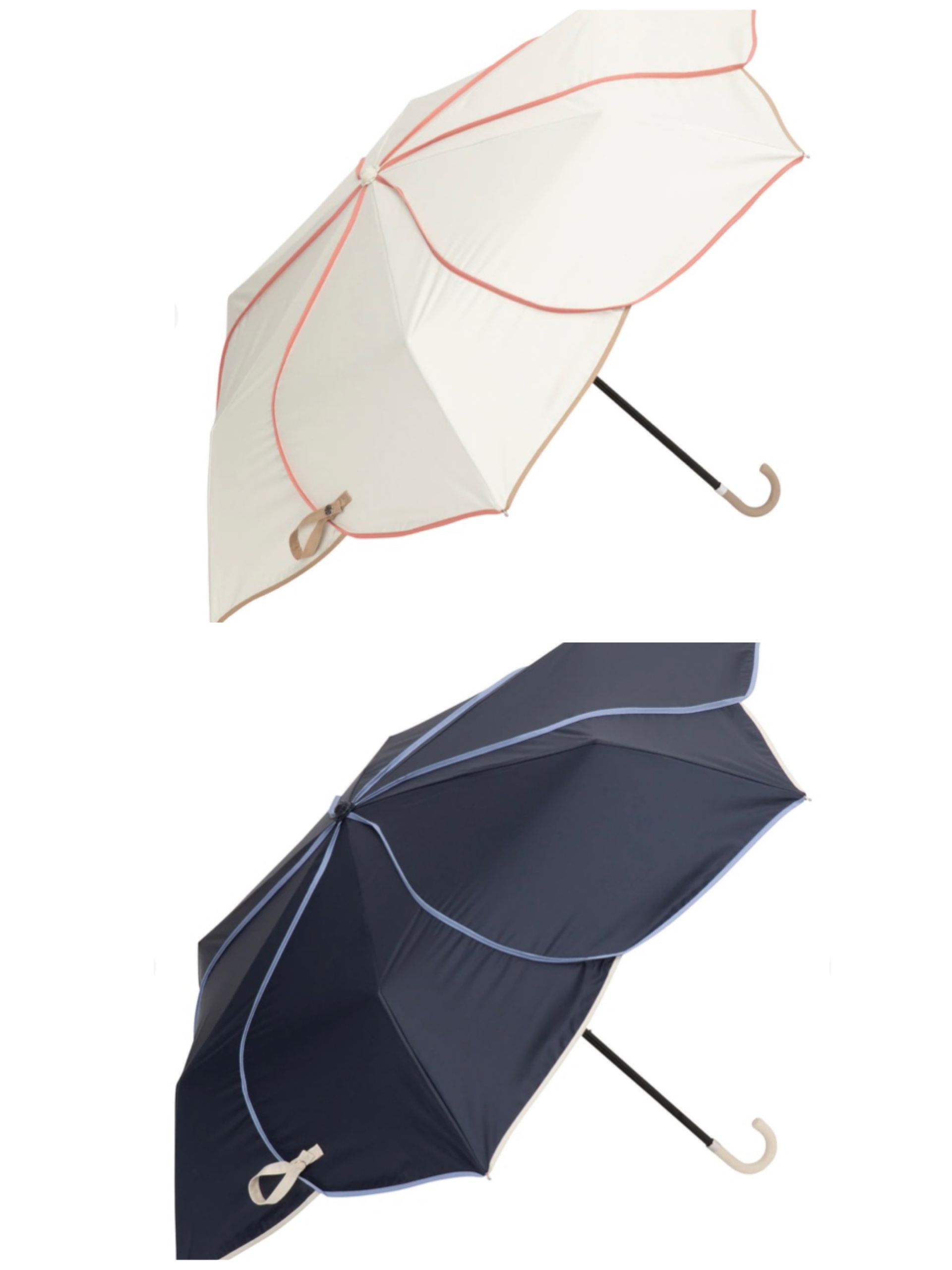 プチギフト ♥️雨の日も楽しくなる♥️バイカラー 長傘 パイピング 日傘 花びら ブルー